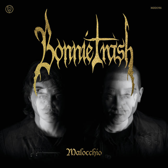 album cover features the blurred, half-lit faces of the two artists in black and white